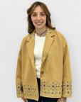 Blazer effetto scamosciato con ricami decorativi