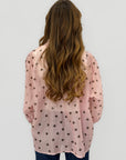 Camicia Donna con Stampa Cuori e Maniche Risvoltate