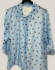 Camicia Donna con Stampa Cuori e Maniche Risvoltate