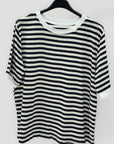 T-shirt Donna a Righe con Profili a Contrasto