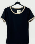 T-shirt Donna Basic con Profili a Contrasto
