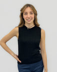 Maglia Smanicata con Lavorazione Intrecciata
