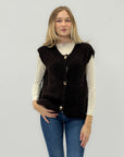 Gilet in maglia bouclé con bottoni
