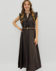 Abito Lungo Donna in Cotone con Rouches