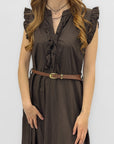Abito Lungo Donna in Cotone con Rouches