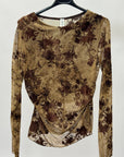 Maglia donna in tulle floreale arricciata