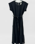 Abito Donna Midi con Cintura e Balze
