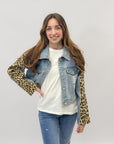 Giacca di jeans leopardata