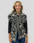 Gilet Donna in Maglia con Fantasia Floreale e Cintura