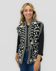 Gilet Donna in Maglia con Fantasia Floreale e Cintura