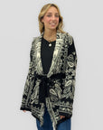 Cardigan Jacquard Paisley con Cintura Made in Italy
