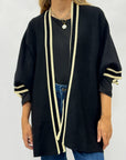 Cardigan Donna Oversize con Profili a Contrasto