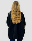 Cardigan Donna Oversize con Profili a Contrasto