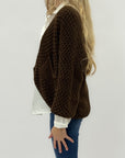Cardigan in maglia grossa misto lana