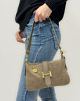 Borsa in vera pelle con fibbia H dorata - Made in Italy