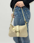 Borsa in vera pelle con fibbia H dorata - Made in Italy