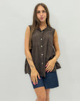 Camicia smanicata leggera in cotone