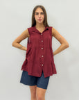 Camicia smanicata leggera in cotone