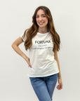 T-shirt in cotone con scritta "Fortuna"