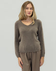 Maglione misto alpaca scollo a V