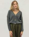 Cardigan in misto lana con bottoni a stella