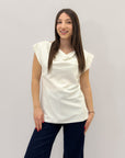 Maglia con scollo e strass