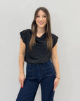 Maglia con scollo e strass