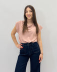 Maglia con scollo e strass