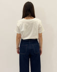 T-shirt in cotone con scritta "Oggi no domani nemmeno"