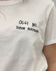 T-shirt in cotone con scritta "Oggi no domani nemmeno"