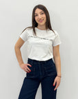 T-shirt in cotone petite con scritta "Io non sono felice"