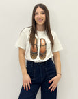 T-shirt in cotone stampa scarpe
