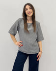 Maglia in cotone a righe taglia comoda