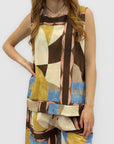 Completo Fantasia Astratta con Top e Pantalone Palazzo