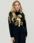 Maglione morbido con orsetto ricamato