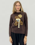 Maglione morbido con orsetto ricamato