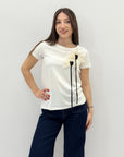 T-shirt in cotone con fiore