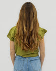 T-shirt nodo con ricami maniche