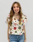 Blusa Bianca Fantasia Cerchi Multicolor