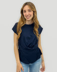T-shirt Asimmetrica con Applicazione Fiore