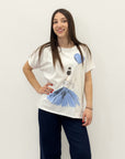 T-shirt in cotone taglia comoda con donna