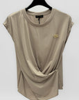 T-shirt Asimmetrica con Applicazione Fiore