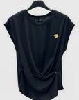 T-shirt Asimmetrica con Applicazione Fiore