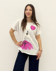 T-shirt in cotone taglia comoda con donna