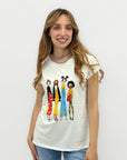 T-shirt Bianca con Stampa Fashion Girls