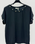 T-shirt in Cotone con Occhielli