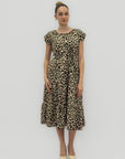 Abito Midi Fantasia Animalier con Cintura