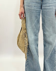 Borsa hobo in vera pelle scamosciata con frange - Made in Italy