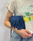 Borsa a tracolla in pelle scamosciata con frange – modello Wild West
