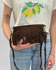 Borsa a tracolla in pelle scamosciata con frange – modello Wild West